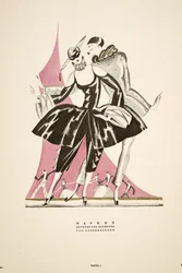 仮面：オッフェルディンガーがデザイン・作画、1922年発行『Styl』より（ポショワール版画）