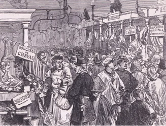 パリの肉市場（Cassells History of the War between France and Germany, published by Cassell and Company Limited, c.1890 (litho)