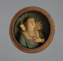 ミニチュアポートレート、1600年頃（ワックス、ガラス、木）