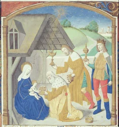 Ms Hunter 36 f.44r Nativity、from Vita Christi、by Ludolf of Saxony、c.1300-7778