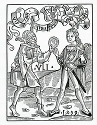 新しい情熱と変装されたGarmentesのうち、1874年に発行された版の「The Ship of Fools」のAlexander Barclayの英語訳のイラスト