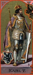 チャールズ5世（シャルル5世）の肖像（1500-1558）.クロモリトグラフ