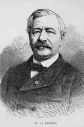 フェルディナンドマリードレセップス（1805-94年）の肖像画、ジョージモリッツエバースのLEgypte（1837-98）、1881年（bw彫刻）