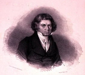 ルートヴィヒ・ヴァン・ベートーヴェン（1770-1827）の肖像 ファウスティン・ヘルの刻印（リトグラフ版）