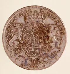 ブランデンブルク・バイロイト侯爵フレデリック・クリスチャン（Frederic V Christian de Brandenburg-Bayreuth）（1708-1769）の銀製ターラー（taler） 1766 Diam.4 cm ナポリ、考古学博物館