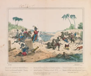 1851年4月にハイチのファスティン1世皇帝とドミニカ共和国のサントドミンゴの軍隊の間の小競り合い。シュルツヴェラーグ、シュトゥットガルト、1851年