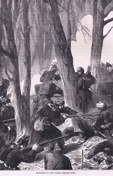 メッツ前の森での小競り合い（Cassells History of the War between France and Germany, published by Cassell and Company Limited, c.1890, litho