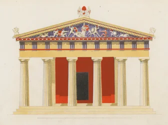 ギリシャ、エギナ、アファエア神殿（カラーリトグラフ）