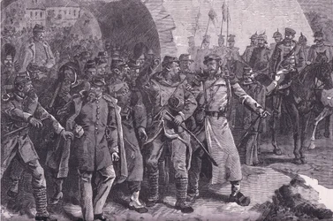 メッツを出発するフランス軍（Cassells History of the War between France and Germany, published by Cassell and Company Limited, c.1890 (litho)