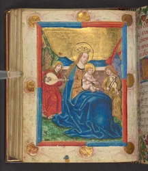 謙遜の聖母」Add.MS 24153, f.76v（羊皮紙にインクと彩色）