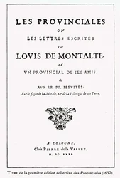 ブレーズパスカル（1623-62）によるLes Provincialesのタイトルページ、アムステルダム、1657年（紙にインク）