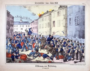 1870年の戦争8月4日にプロイセン軍の兵士とフランス軍の間で行われたウィッセンブルグの攻略（ヴァイセンブルクの戦い）について