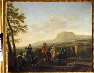 「鷹狩り」（鷹狩り） Gerrit Adriaensz Berckheyde（1638-1698）による絵画 17世紀 プーシキン美術館 モスクワ