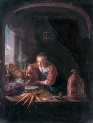 水差しから水を注ぐ若い女性