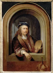 画家のパレットを持つ画家の肖像...