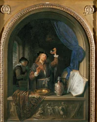 医師（オーク材に絵画）