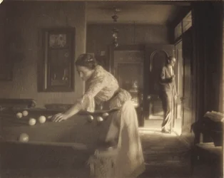 ビリヤードゲーム、1907年頃（プラチナプリント）