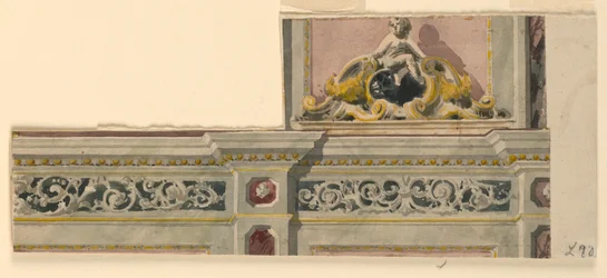 ドローイング、塗装されたオーバードアの計画、1850-75年