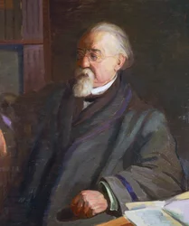 イタリアの人類学者・犯罪学者チェーザレ・ロンブローゾ（1835-1909）の肖像画、ジャコモ・グロッソ（1860-1938）作