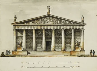 サンクトペテルブルクの近衛騎兵隊の設計：立面図、断面図、平面図、