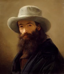 Giacomo Trecourt（1812-1882）によるオリエンタルドレスを着た自画像、キャンバスのオイル、80x65 cm、1843年