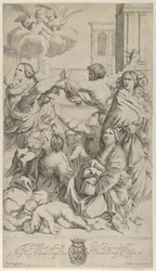 Innocents の虐殺、攻撃されている女性と子供のグループ、2 人の天使 a...、ca. 1640-70。