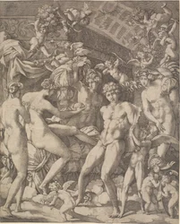 キューピッドと 3 つの恵みを持つ金星と火星