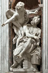 The prophete Habakuk (Habaquq, Habakuk, Habakkuk, Abakuk, Havakuk) and the angel (預言者ハバククと天使) 大理石彫刻 ジャン・ロレンツォ・ベルニーニ(1598-1680) 1656-1661 Rome, Basilica di Santa Maria del Popolo, Cappella Chigi