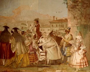 The Charlatan, by Giandomenico Tiepolo (1727-1804), fresco, Room of carnival scenes, in the Foresteria (Guesthouse) at Villa Valmarana 