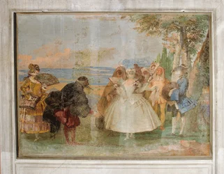 フォレステリアのカーニバルシーンの部屋からのパンタロンとコロンバインのメヌエット、1757年