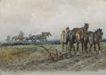 Ploughmenがウォッチするエクササイズでの競走馬（WCとガッシュの船上）