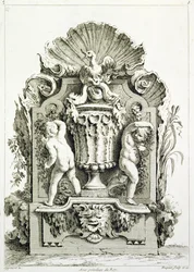 Huquierによって刻まれたデザインのプレート