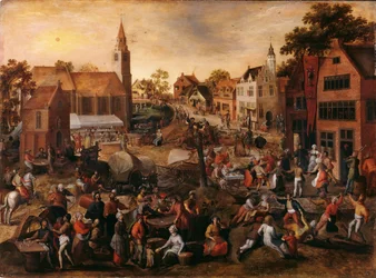 Saint-JorisのVillage Fair（パネルに油彩）