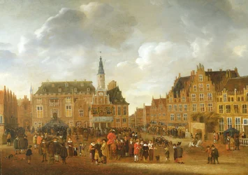 ハールレムの市庁舎のバルコニーからの1648年のミュンスター平和条約の発表