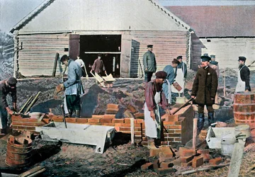 ロシア、モスクワ外の建設業者、c1890