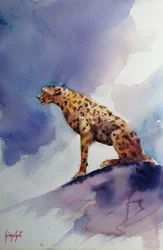 岩の上のチーター
