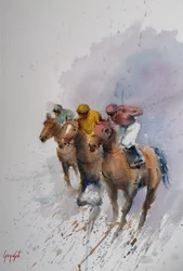 疾走する競走馬