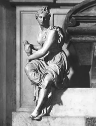 ミケランジェロ・ブオナローティ（1475-1564）の記念碑、彫刻（大理石）の詳細擬人化