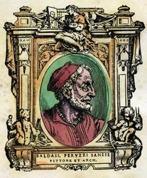 Baldassarre Peruzzi (1481-1536) シエナの建築家・画家 ジョルジョ・ヴァザーリ（1511-1574）の『生活』からのエングレーヴィング 1568年 ©Fototeca Gilardi/Leemage