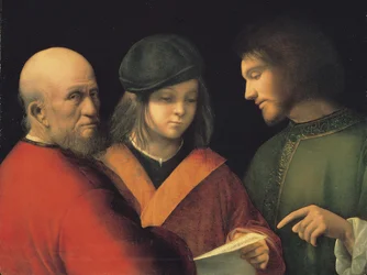 歌を読む人間の三世代、1501年頃