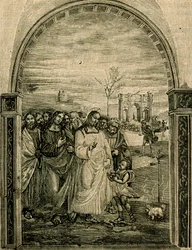 Multiplicação de pães e peixes, afresco de Sodoma (1477-1549), refeitório de Sant