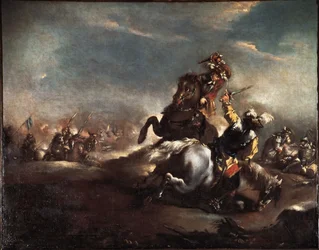 騎士の決闘」ジョヴァンニ・アントニオ・グアルディ（1699-1760）の絵画 ヴェネツィア・コレール美術館
