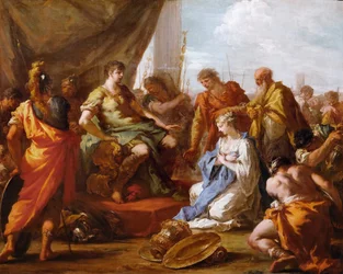 バロック：『スキピオの継続』（Publius Cornelius Scipio Africanus、紀元前235～183年頃）（ポエニ戦争） - The Continence of Scipio by Pellegrini, Giovanni Antonio (1675-1741)、1718～1719年頃。油彩・キャンバス