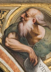 中央身廊、南側第3スパンのプルーム、IL Pordenone 1520年、預言者のいる胸像、詳細