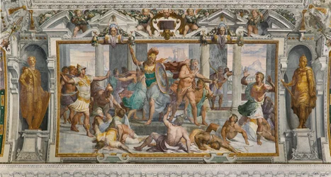 ユリシーズの物語：プロキの虐殺、1560年頃（フレスコ画）