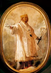 San Carlo Borromeo in gloria シャルル・ボローミー(1538-1584)の栄光を表現しています。ジョヴァン（ジョヴァンニ）・バッティスタ・クレスピ・ディット・イル・チェラーノの絵画（1575年頃～1632年） ミラノ、ドゥオモ大聖堂、聖具室北側