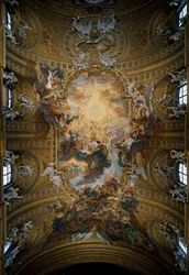 イエスの聖名の勝利 身廊のフレスコ画 ジョバン・バティスタ・ゴーリ・バシッチャ（1639-1709） ローマ、キエサ・デル・ジェス（ジェス教会またはイエスの聖名教会） イタリア