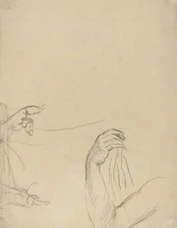 2 つの Putti とドレープされた腕の習作 [裏面]
