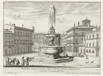 ローマのアラコエリ広場の噴水 カンピドリオの下の piazza de