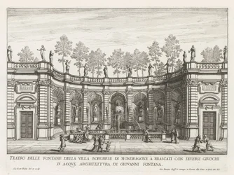 Fontein in de tuinen van de Villa Mondragone te Frascati Frascati の Mondragone の Villa Borghese の噴水の劇場 (...) (オブジェクトのタイトル) フラスカーティのヴィラの噴水 (シリーズ タイトル) フォンテイネン・ヴァン・フラスカーティ（シリーズタイトル）
